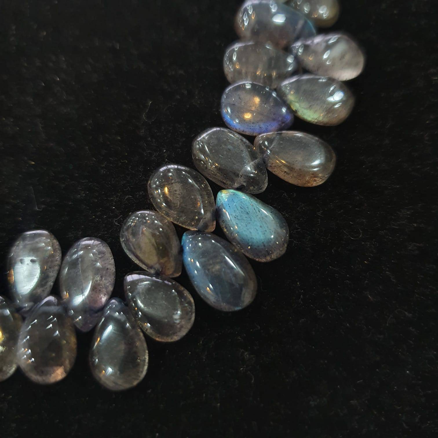 Labradorite Beads Teardrops Pears 8-10mm, Top Drilled 9" Inches - The LabradoriteKing