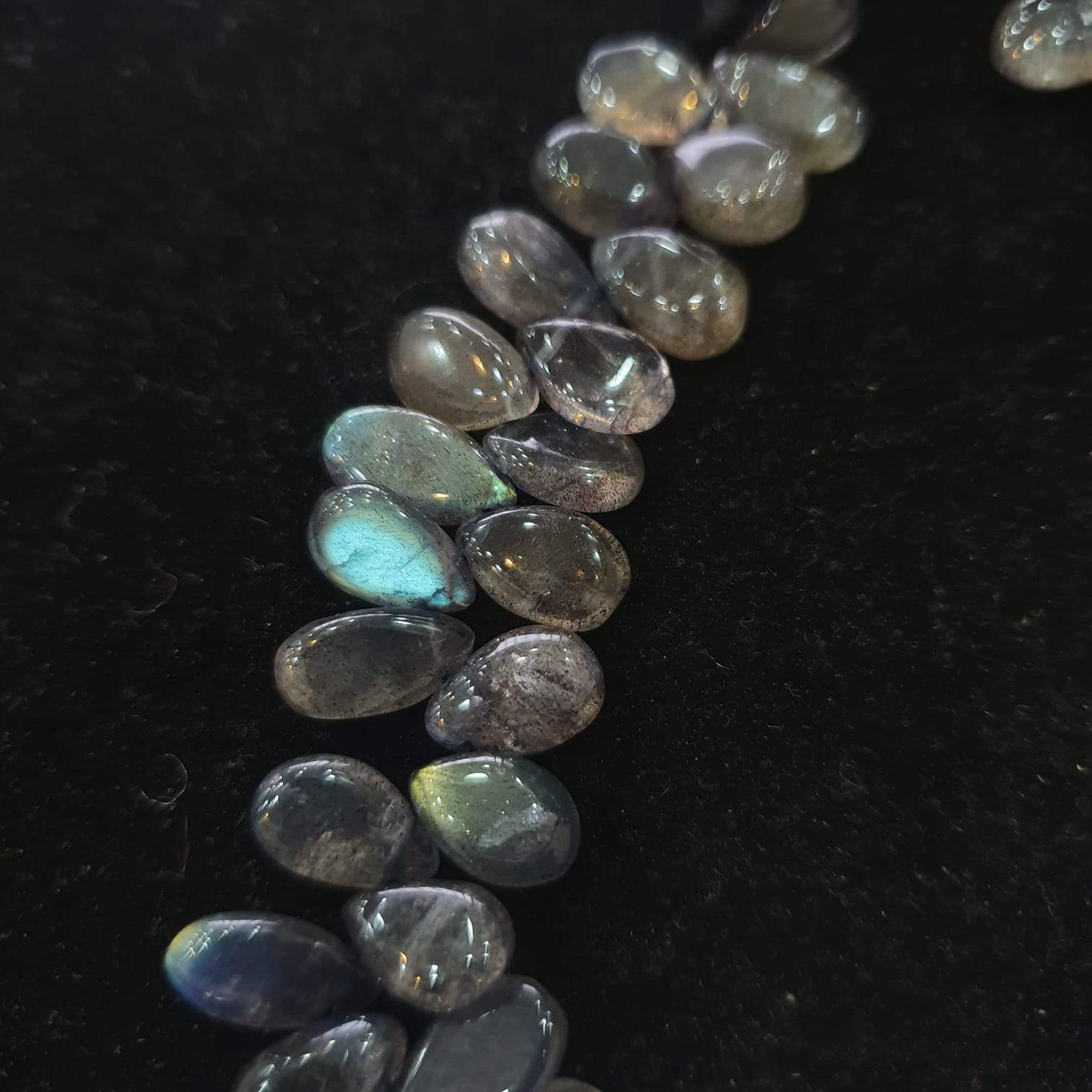 Labradorite Beads Teardrops Pears 8-10mm, Top Drilled 9" Inches - The LabradoriteKing