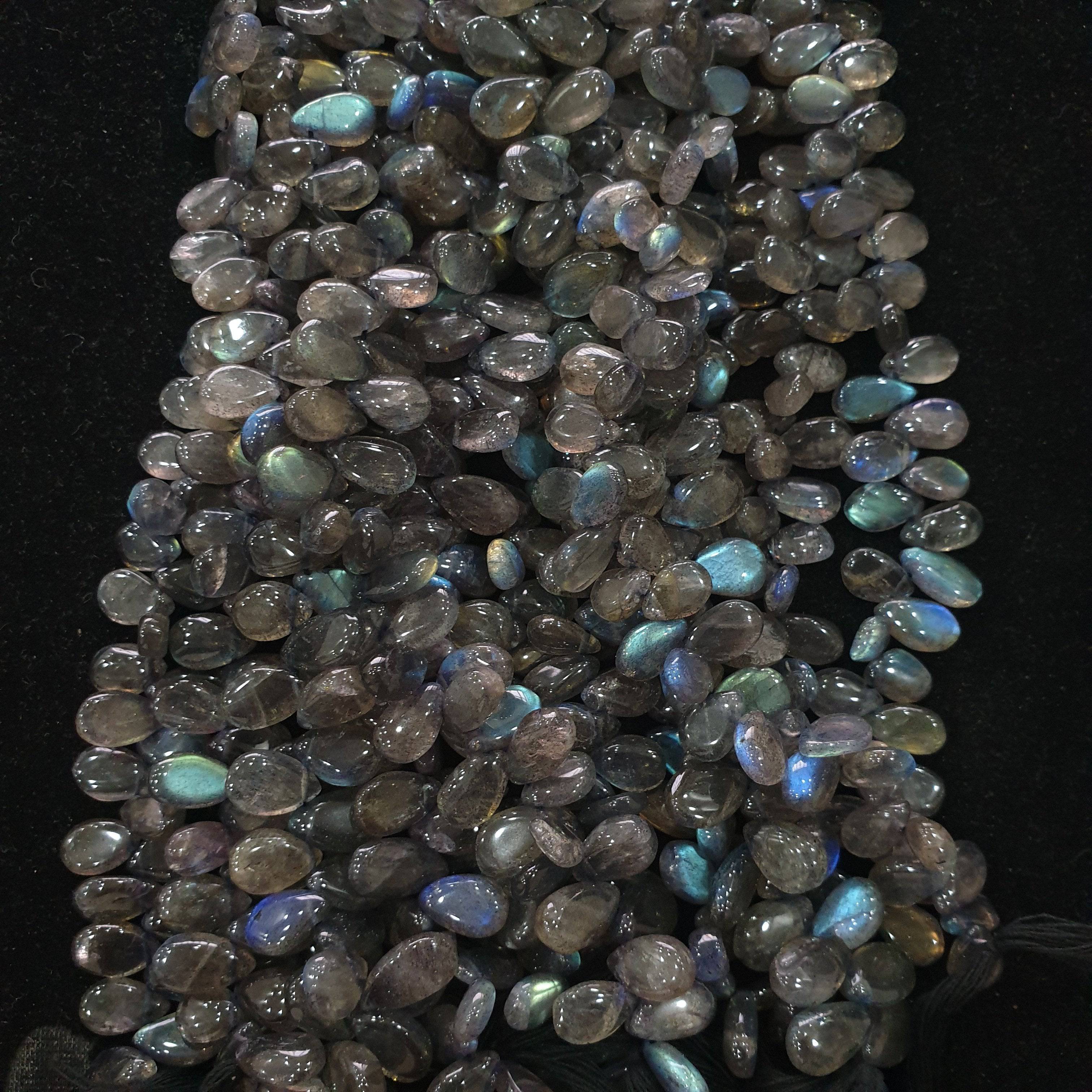 Labradorite Beads Teardrops Pears 8-10mm, Top Drilled 9" Inches - The LabradoriteKing