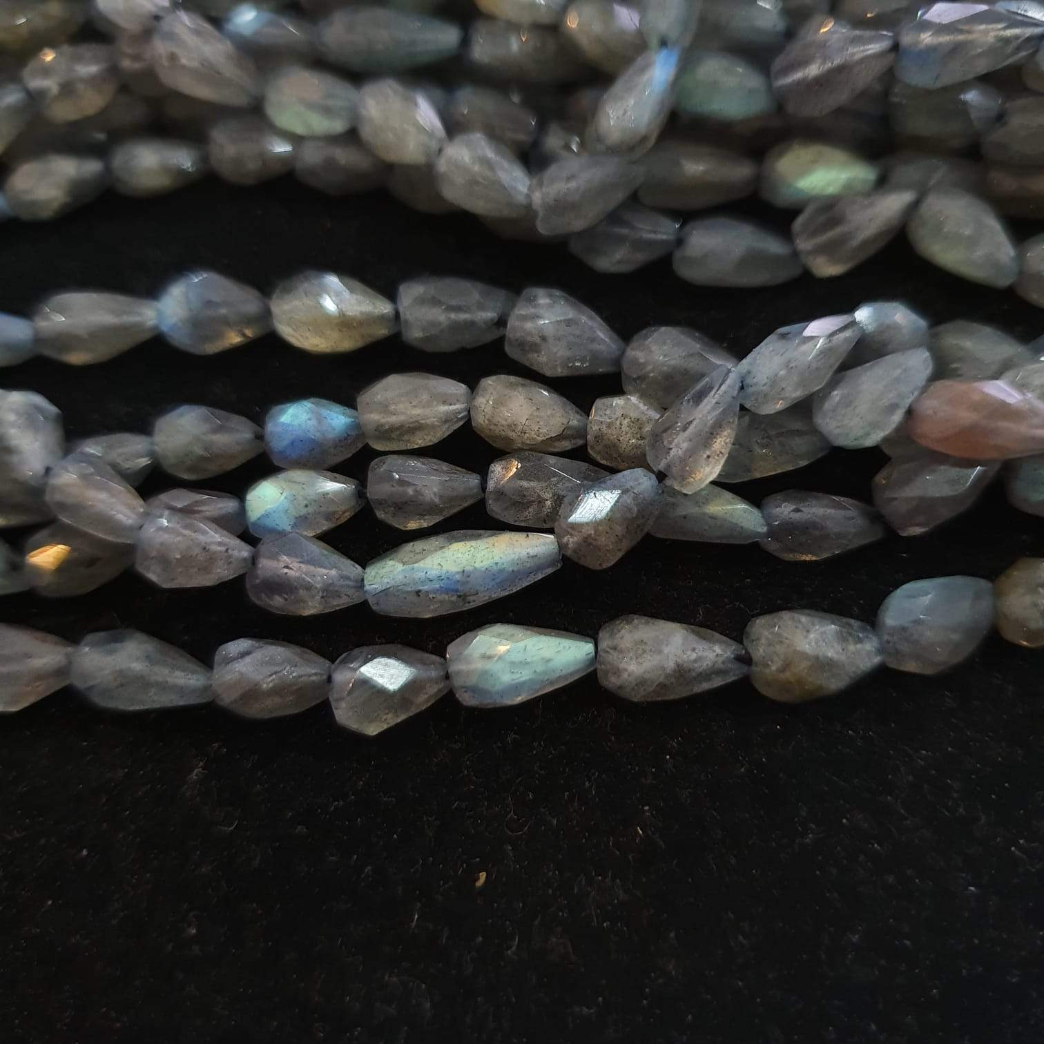 Labradorite Beads Teardrops Pears 8x6mm Faceted, 14" Inches , - The LabradoriteKing