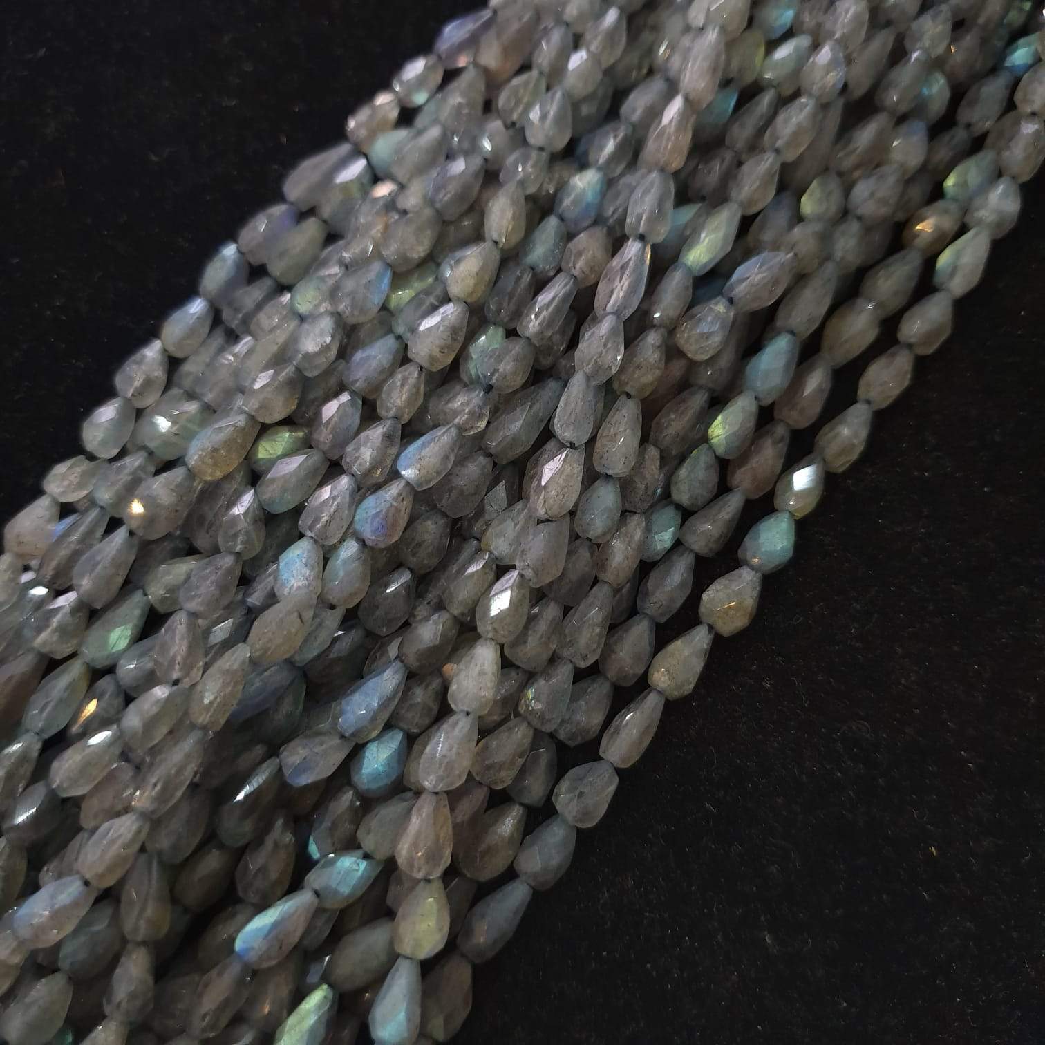 Labradorite Beads Teardrops Pears 8x6mm Faceted, 14" Inches , - The LabradoriteKing