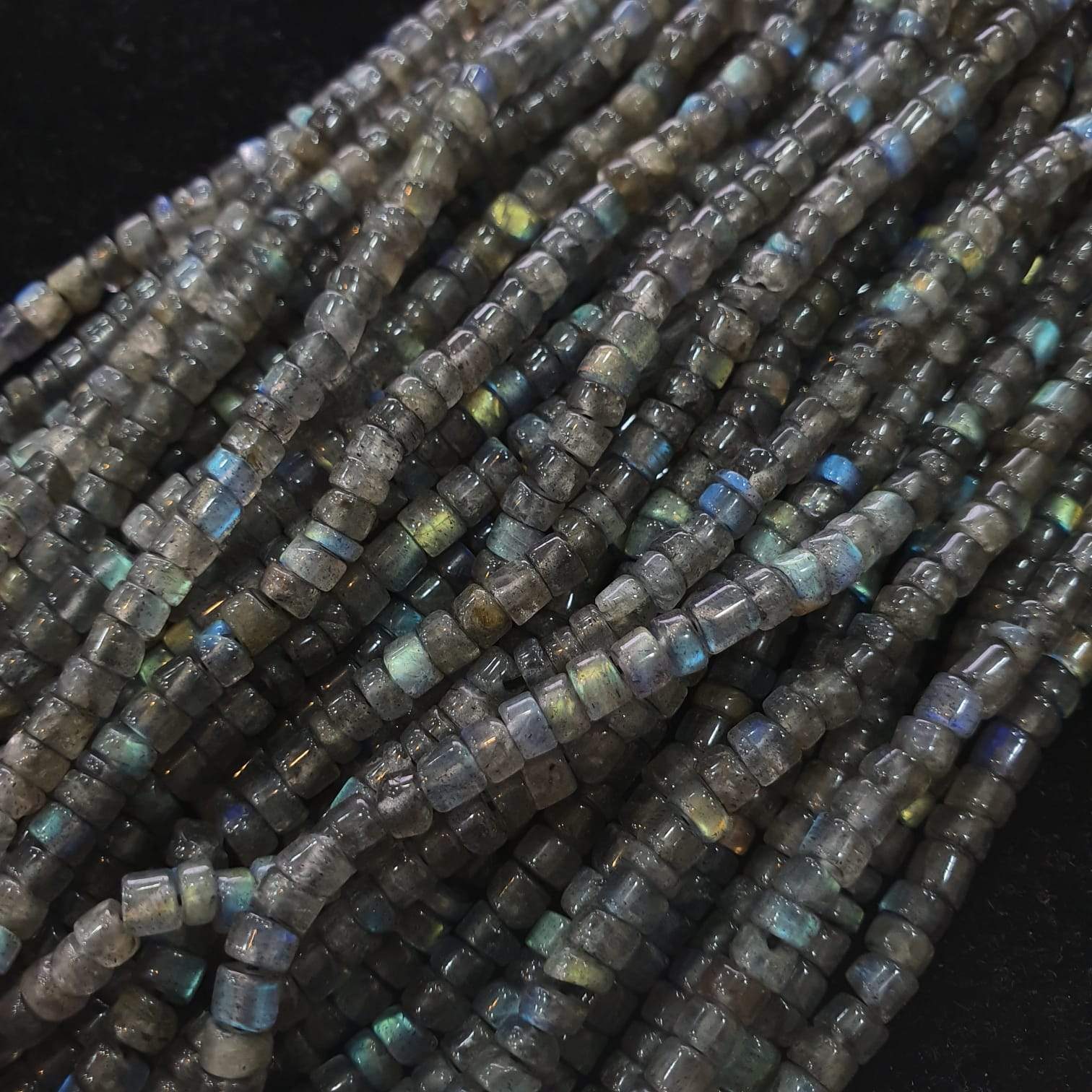 Labradorite Beads Tire Polished 4mm High Quality, 14" Inches , - The LabradoriteKing