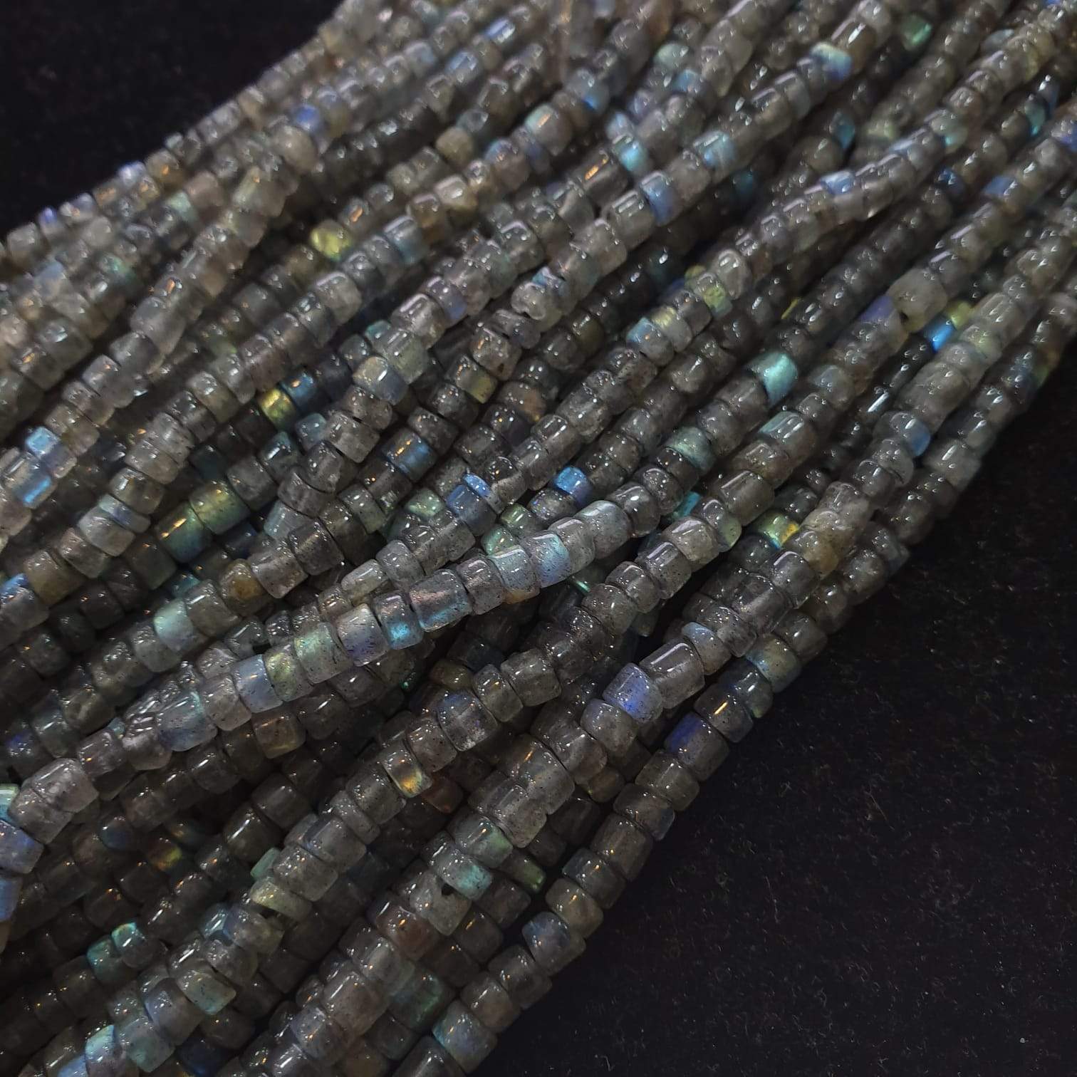 Labradorite Beads Tire Polished 4mm High Quality, 14" Inches , - The LabradoriteKing