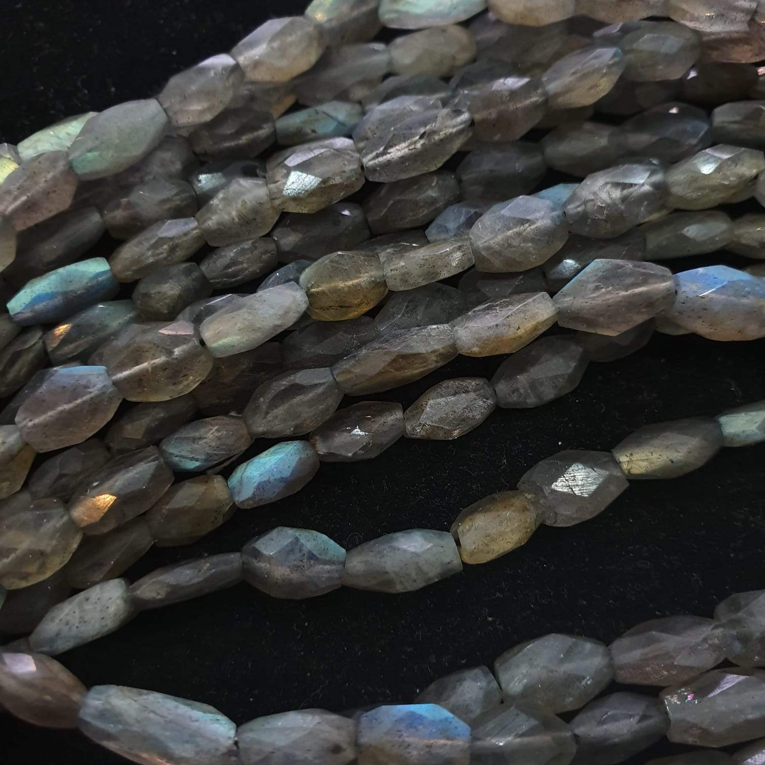 Labradorite Beads Tunnel Faceted 10x5mm Faceted, 14" Inches - The LabradoriteKing