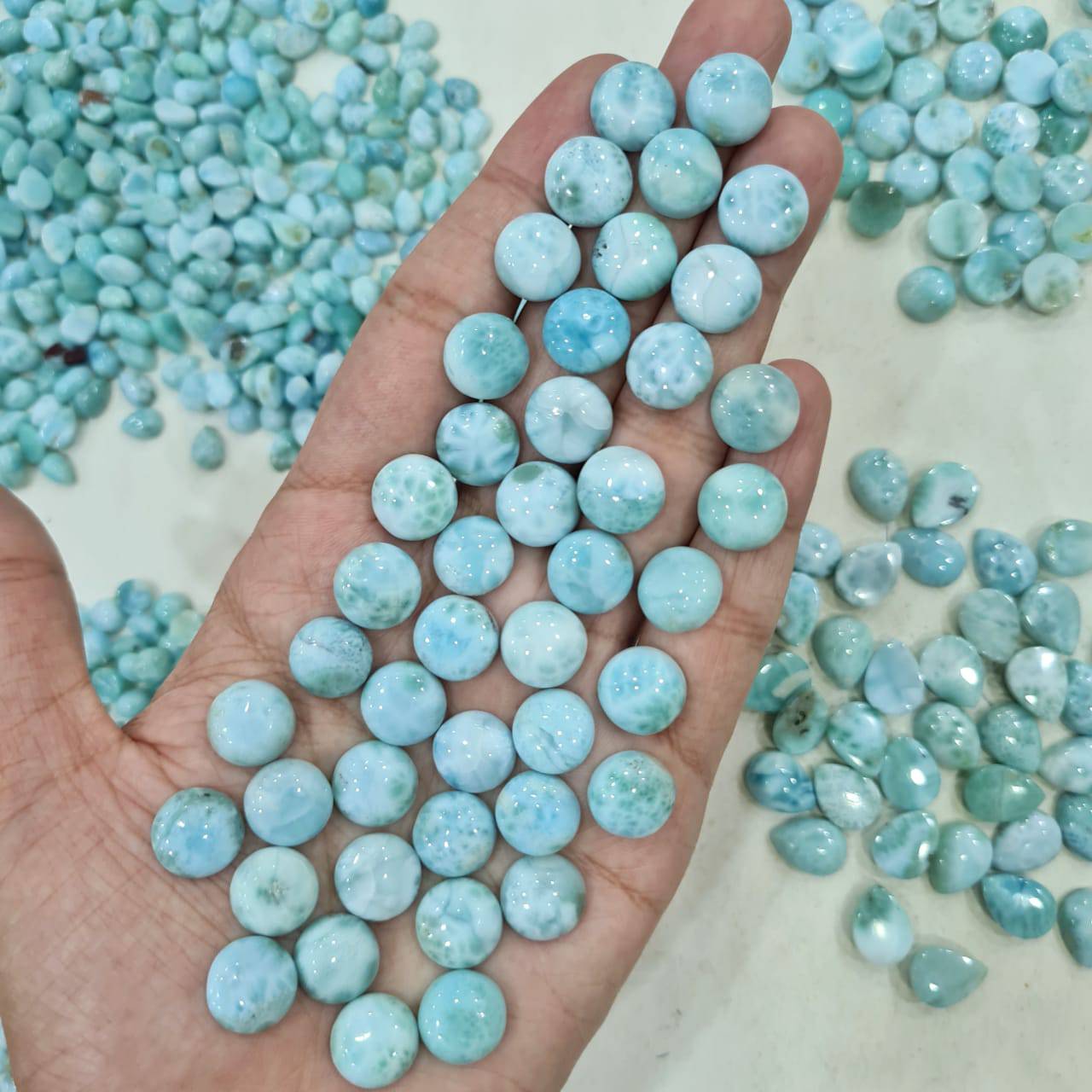 Larimar Cabochons 11mm and 13mm | Round Calibrated Natural Cabs - The LabradoriteKing