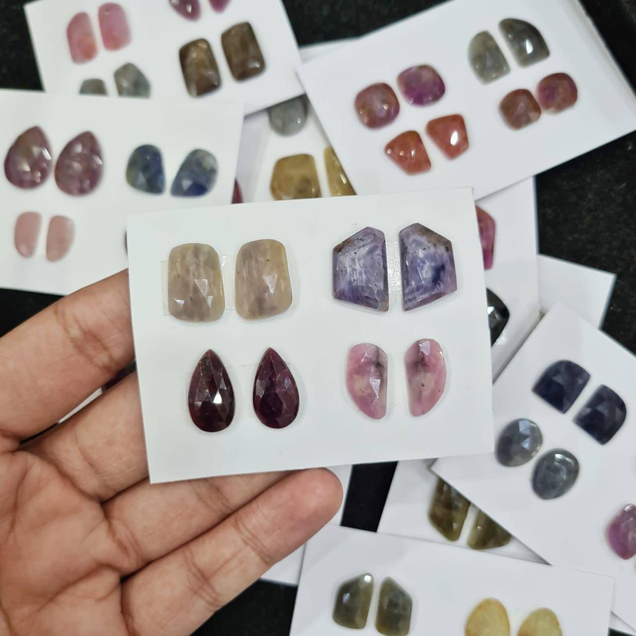 Mix Precious Stone Pairs with Flat backs | Sapphire, Emerald, Ruby - The LabradoriteKing