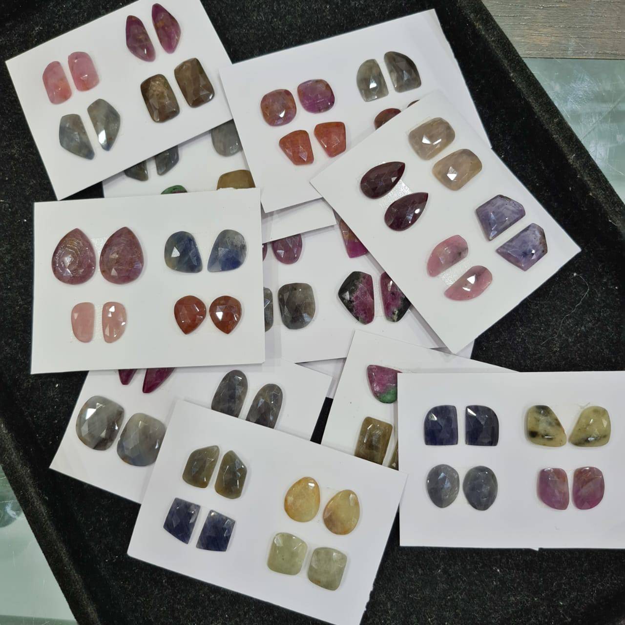 Mix Precious Stone Pairs with Flat backs | Sapphire, Emerald, Ruby - The LabradoriteKing