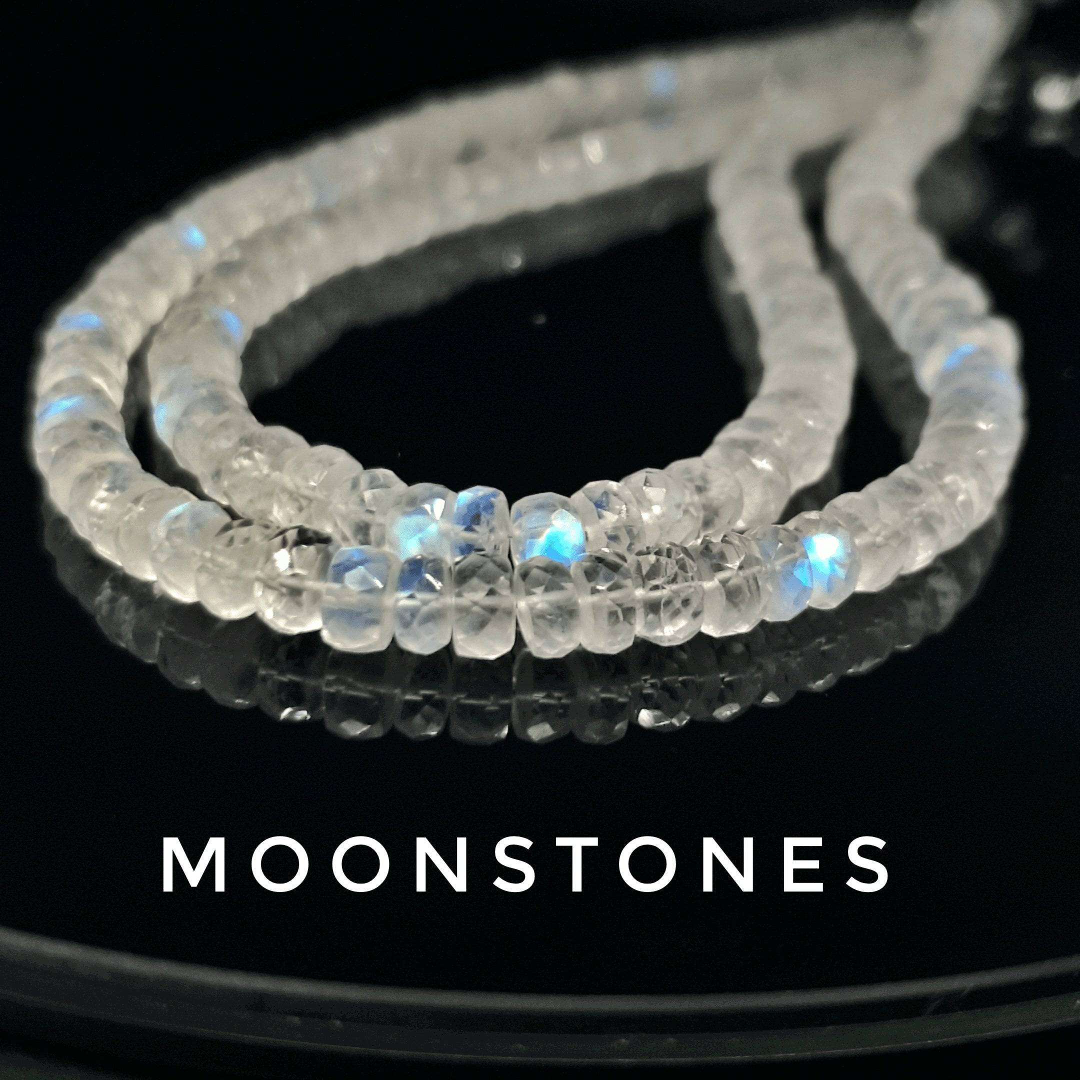 Moonstone 5-6mm Faceted Beads | 11" Inches - The LabradoriteKing