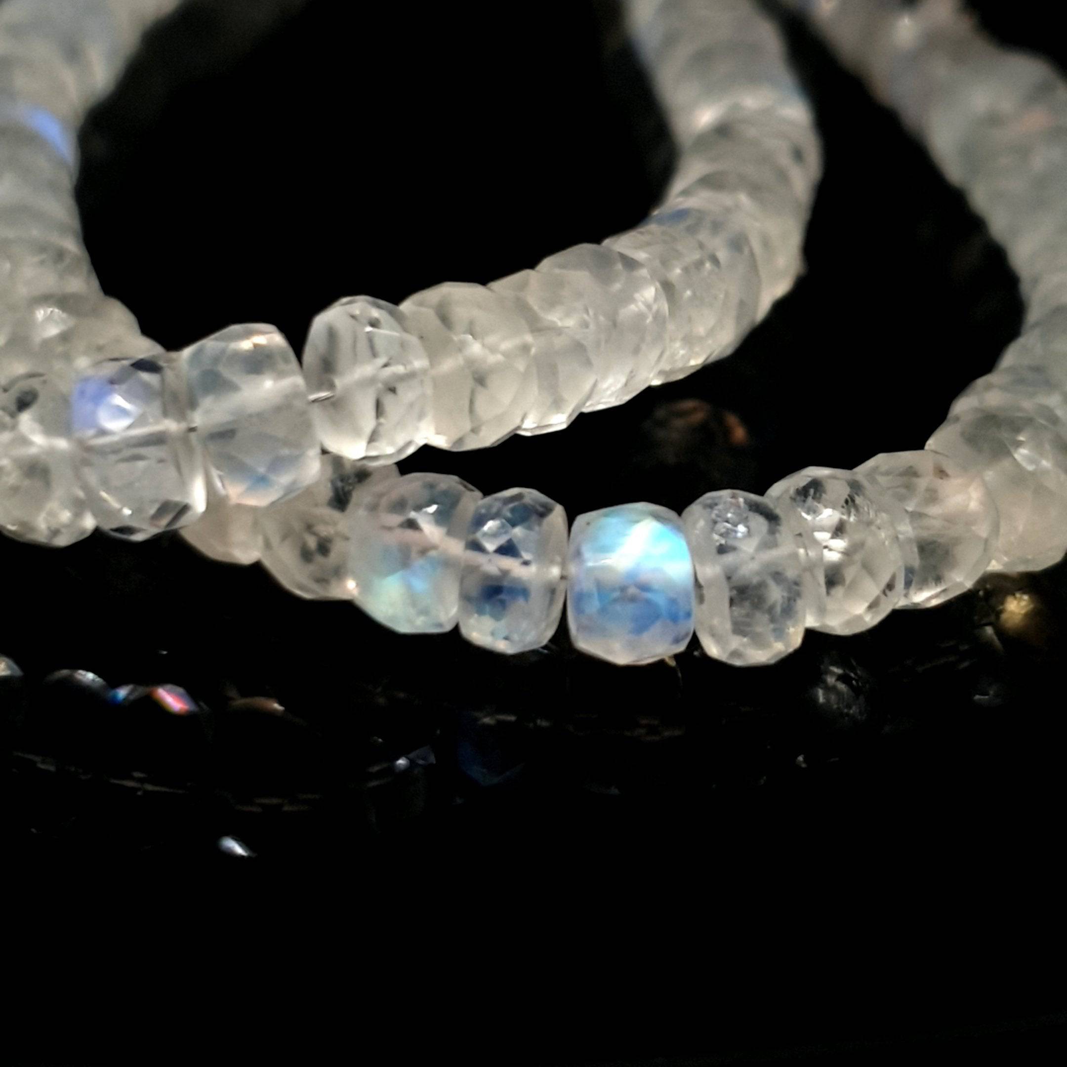 Moonstone 5-6mm Faceted Beads | 11" Inches - The LabradoriteKing