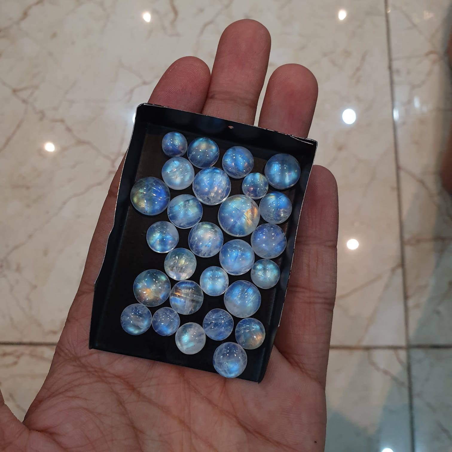 Moonstone Cabochons 6-10mm 30 pcs Lot Amazing Fire - The LabradoriteKing