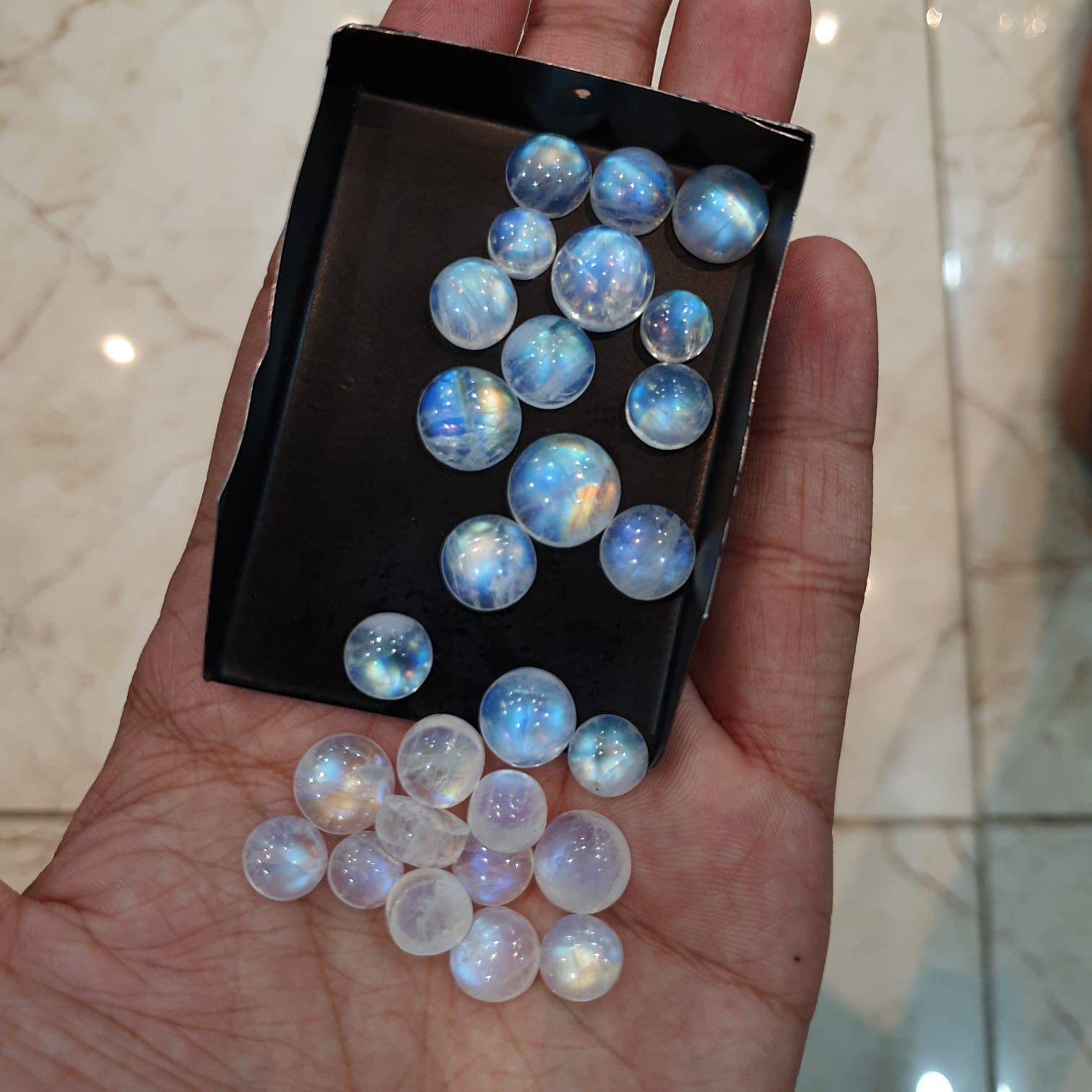 Moonstone Cabochons 6-10mm 30 pcs Lot Amazing Fire - The LabradoriteKing