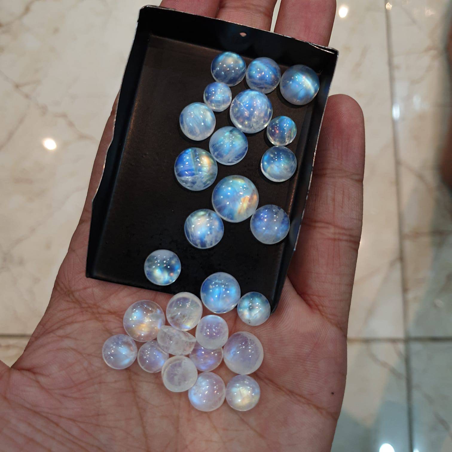 Moonstone Cabochons 6-10mm 30 pcs Lot Amazing Fire - The LabradoriteKing