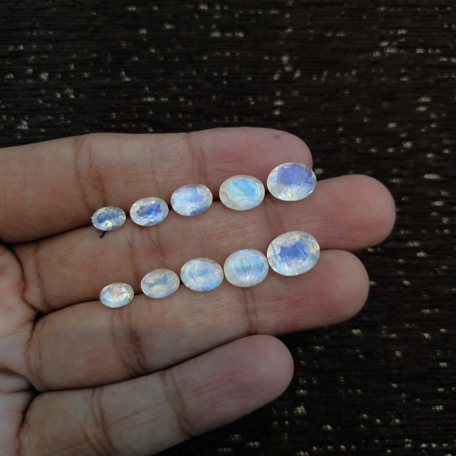 Moonstone Faceted Oval Sequence Layout 12mm-7mm 10pcs Lot - The LabradoriteKing