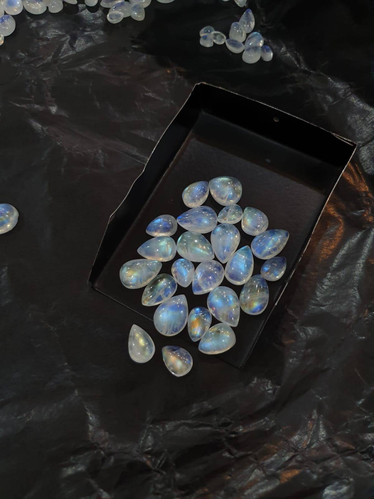 Multi Fire Moonstone Teardrops Lot 25Pc Cabochons - The LabradoriteKing