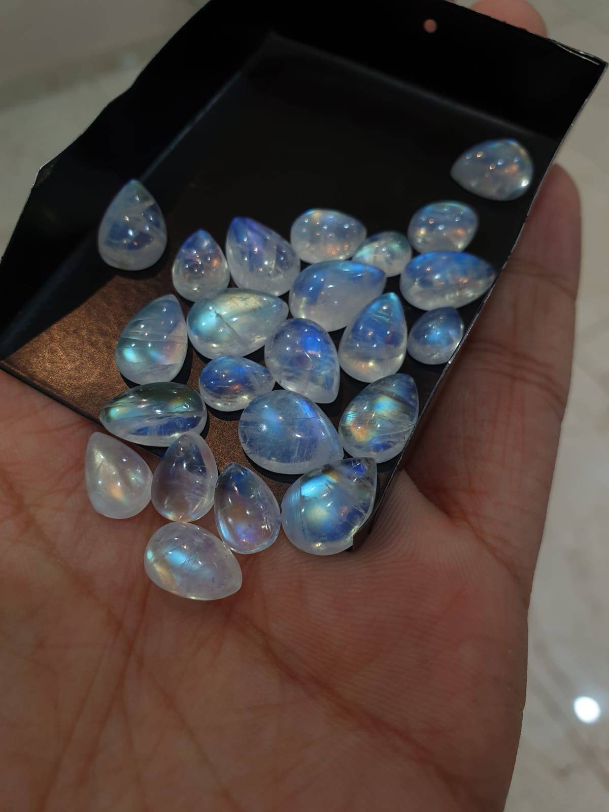 Multi Fire Moonstone Teardrops Lot 25Pc Cabochons - The LabradoriteKing