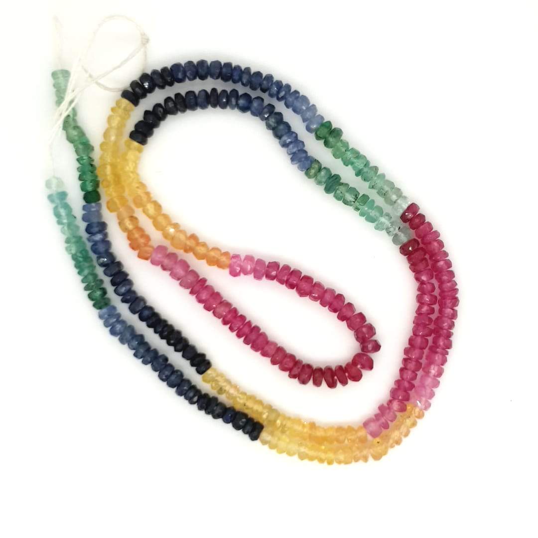 Multi Precious stones: Sapphire, Ruby and Emeralds Faceted Beads | 2.5mm 16 Inches - The LabradoriteKing