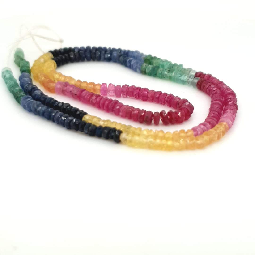 Multi Precious stones: Sapphire, Ruby and Emeralds Faceted Beads | 2.5mm 16 Inches - The LabradoriteKing