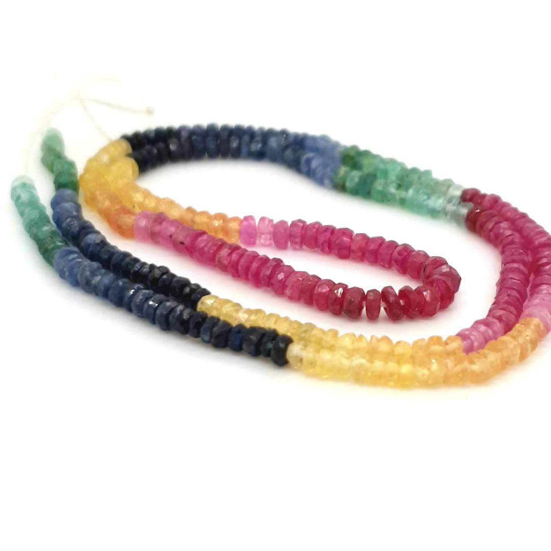 Multi Precious stones: Sapphire, Ruby and Emeralds Faceted Beads | 2.5mm 16 Inches - The LabradoriteKing