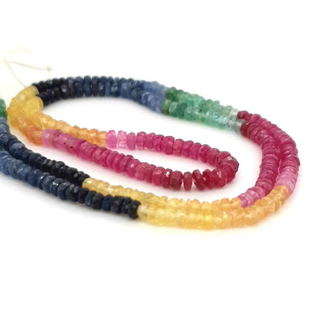 Multi Precious stones: Sapphire, Ruby and Emeralds Faceted Beads | 2.5mm 16 Inches - The LabradoriteKing