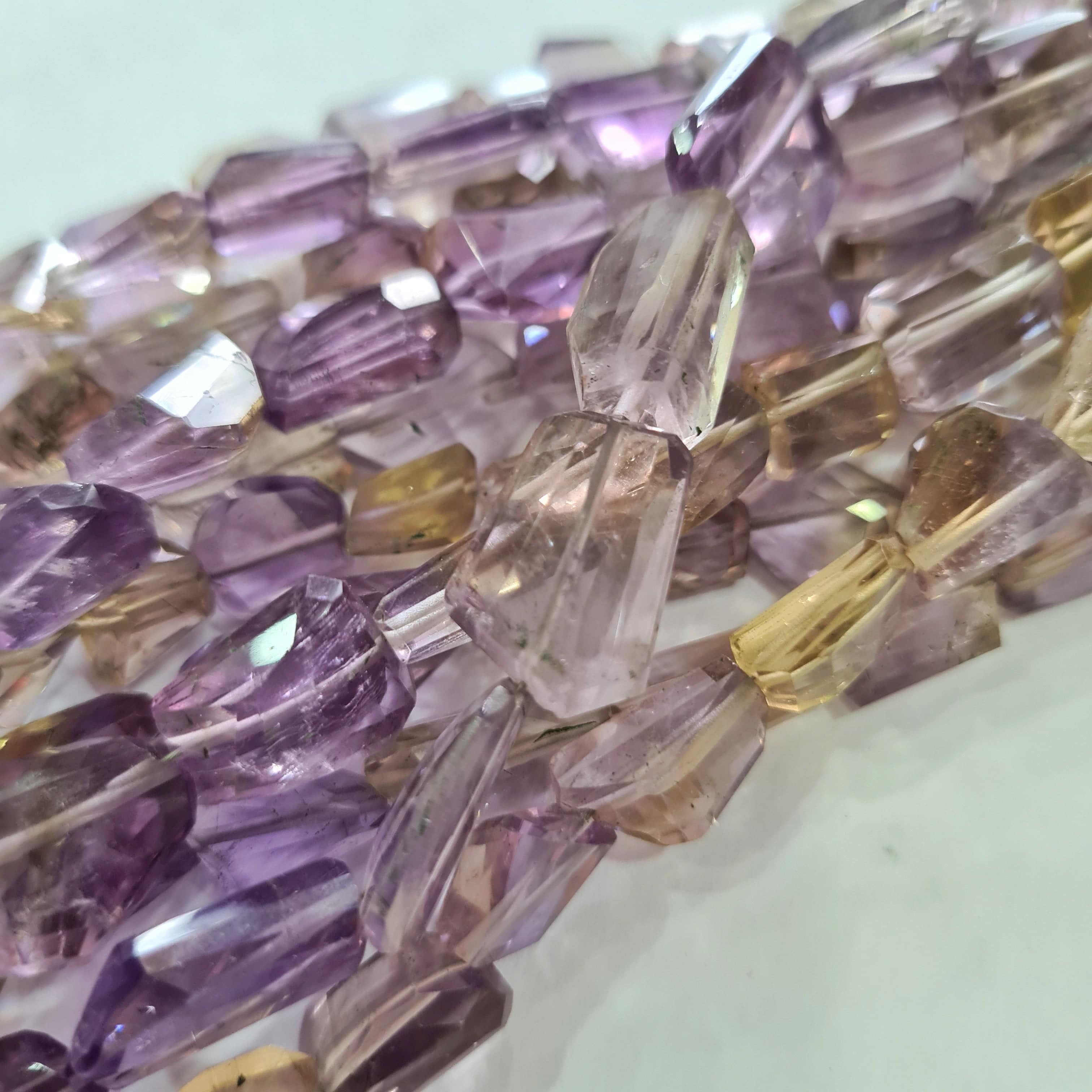 Natural Ametrine Beads 12 Inches | 15-25mm Faceted Tumbels - The LabradoriteKing