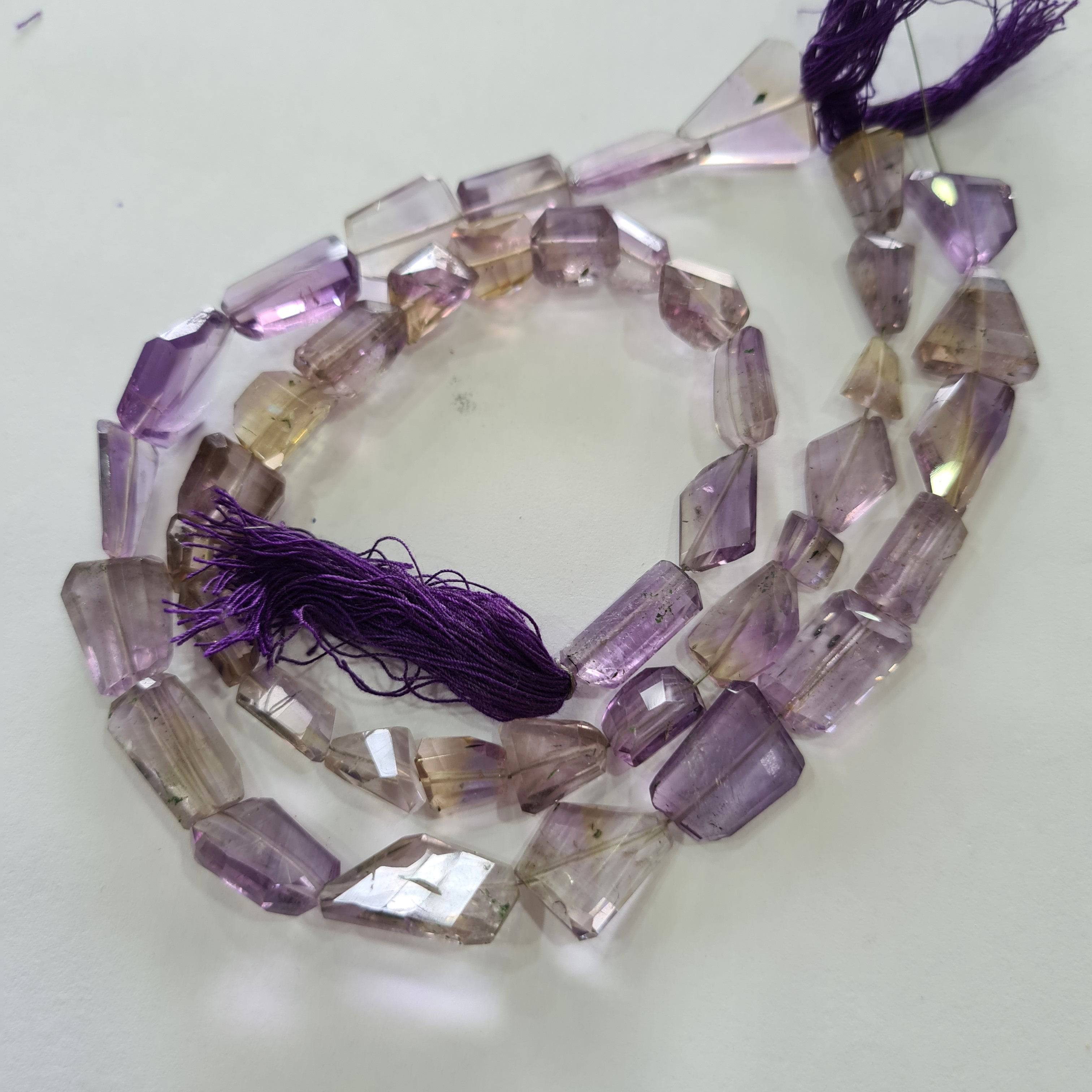 Natural Ametrine Beads 12 Inches | 15-25mm Faceted Tumbels - The LabradoriteKing