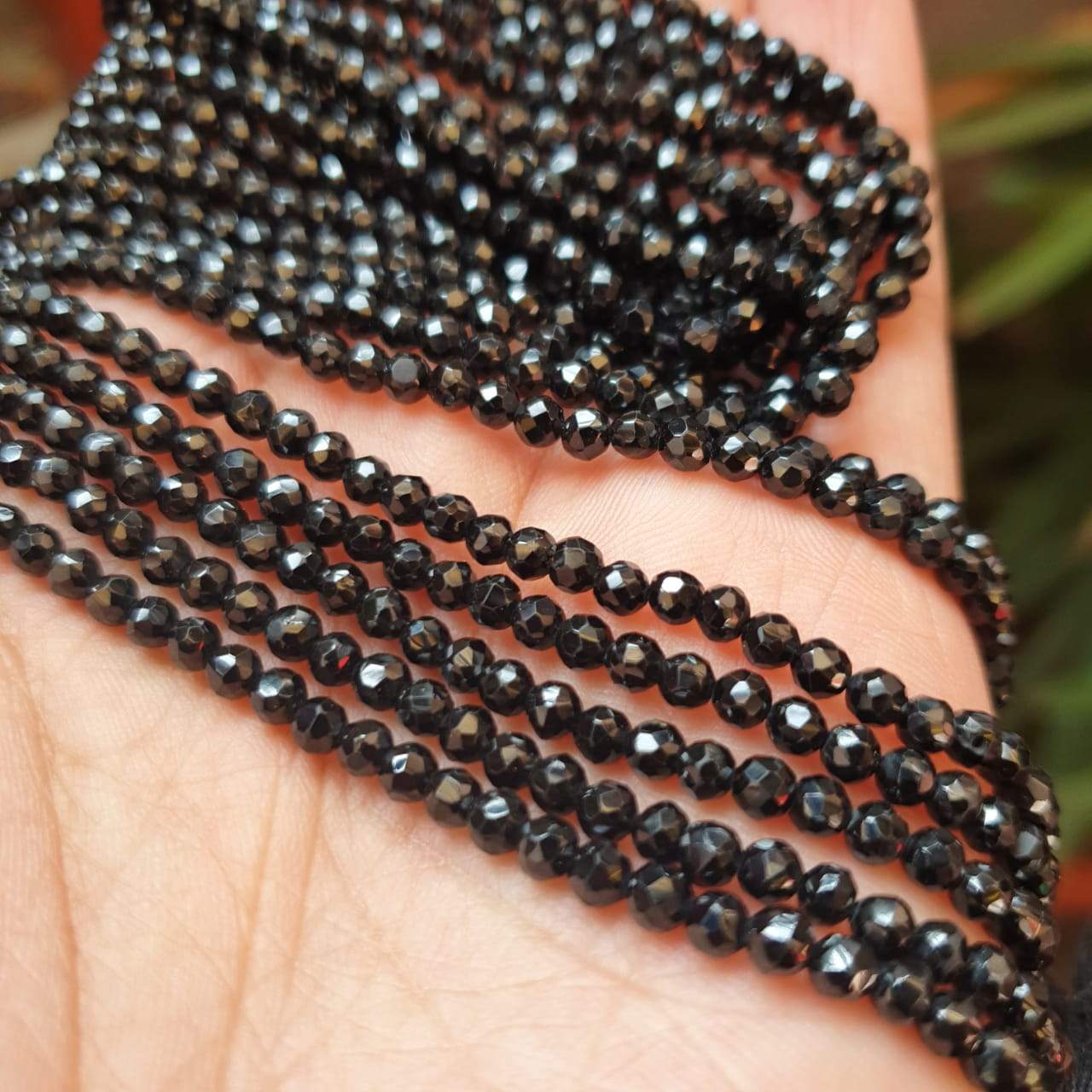 Natural Black Spinel | 14" Inches | 3mm Faceted - The LabradoriteKing