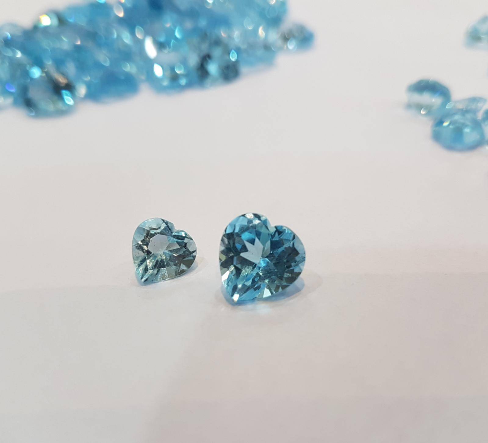 Natural Blue Topaz Hearts 9mm Flawless Sky Blue - The LabradoriteKing