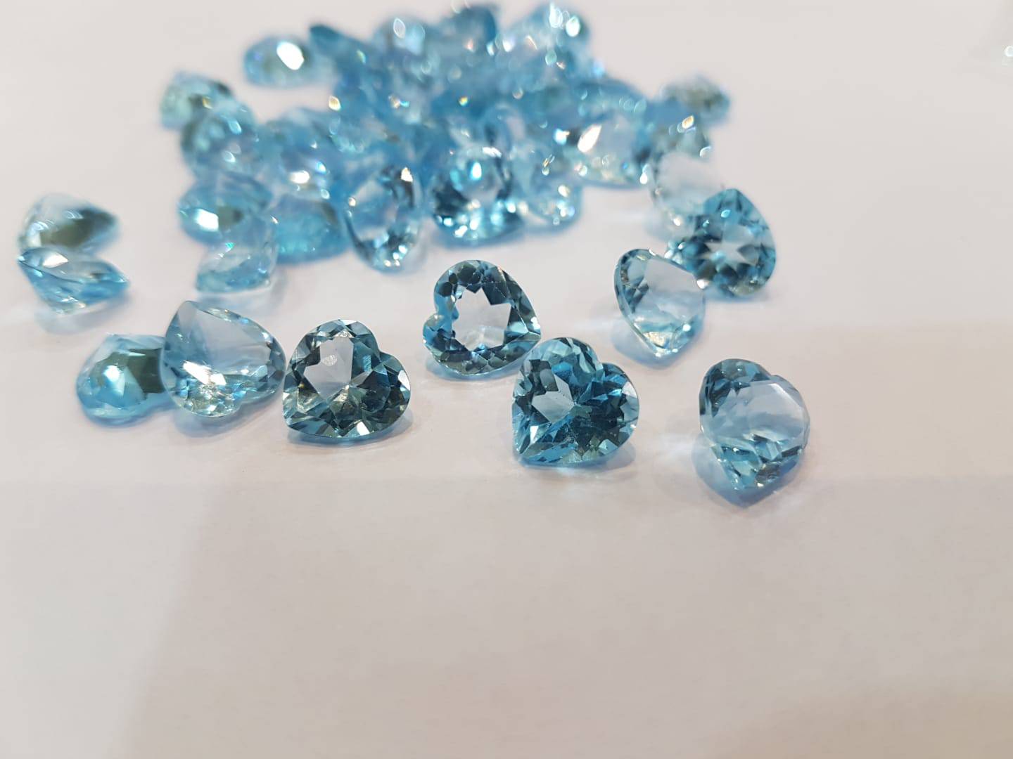 Natural Blue Topaz Hearts 9mm Flawless Sky Blue - The LabradoriteKing