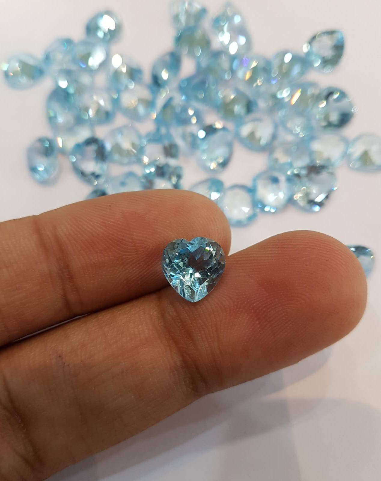 Natural Blue Topaz Hearts 9mm Flawless Sky Blue - The LabradoriteKing