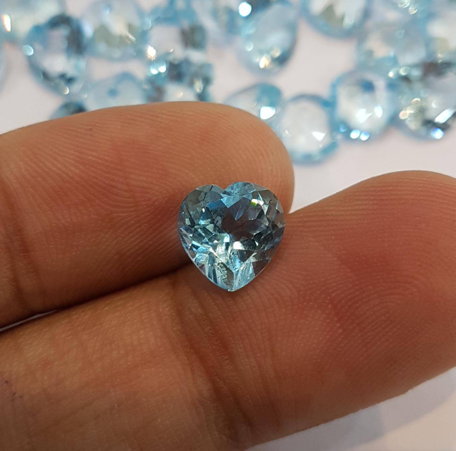 Natural Blue Topaz Hearts 9mm Flawless Sky Blue - The LabradoriteKing