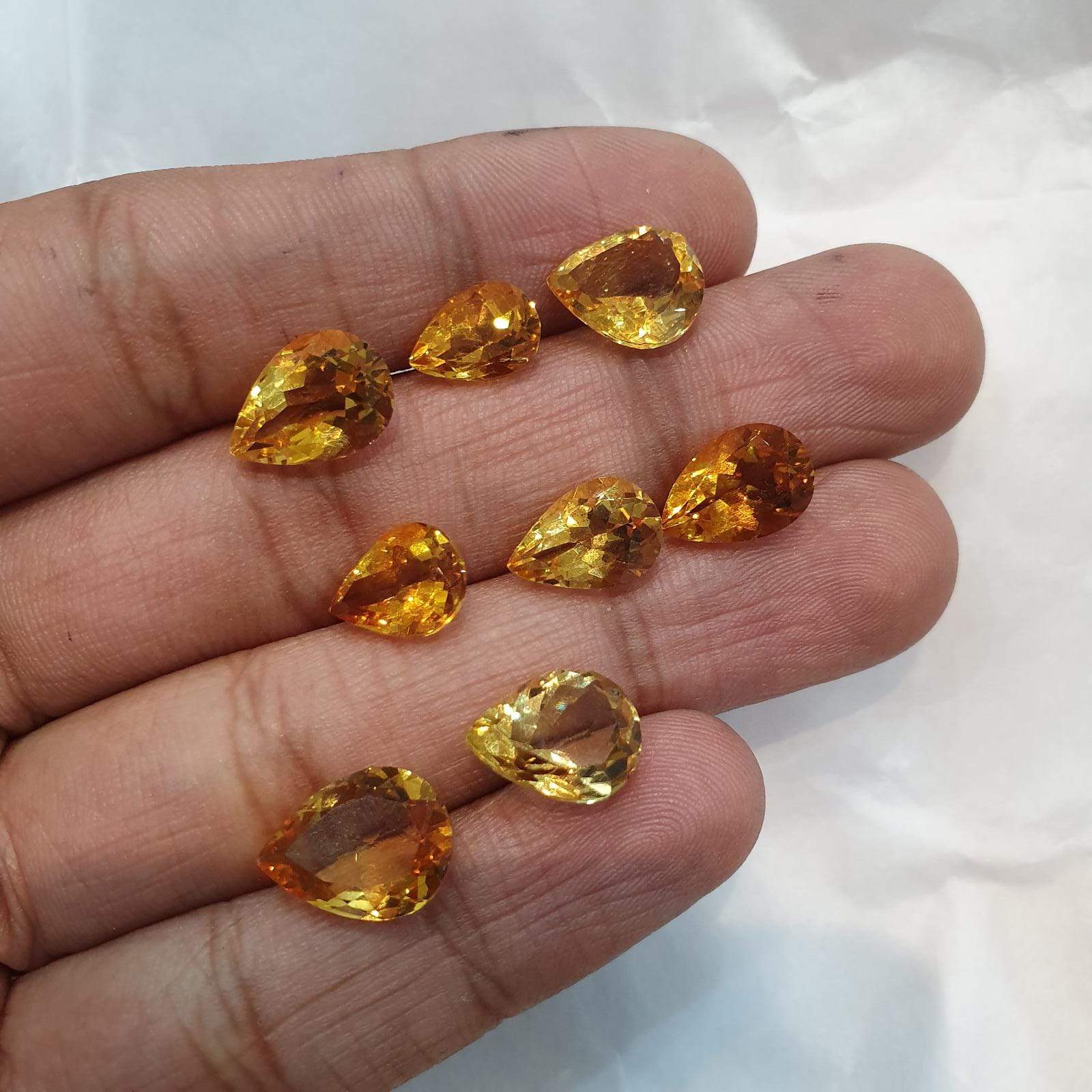 Natural Citrine 8 Pcs Teardrops 9-12mm Size Top Quality - The LabradoriteKing