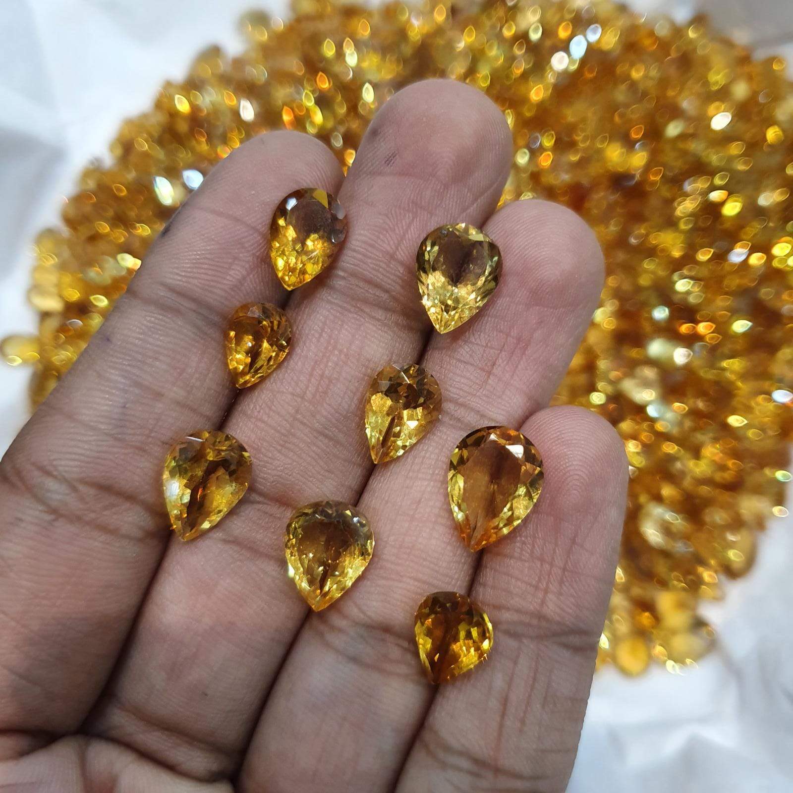 Natural Citrine 8 Pcs Teardrops 9-12mm Size Top Quality - The LabradoriteKing