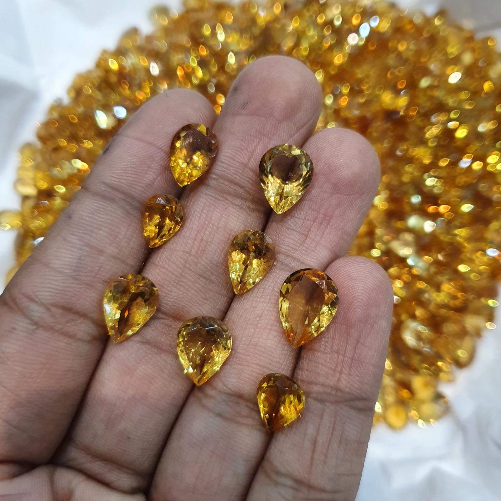 Natural Citrine 8 Pcs Teardrops 9-12mm Size Top Quality - The LabradoriteKing