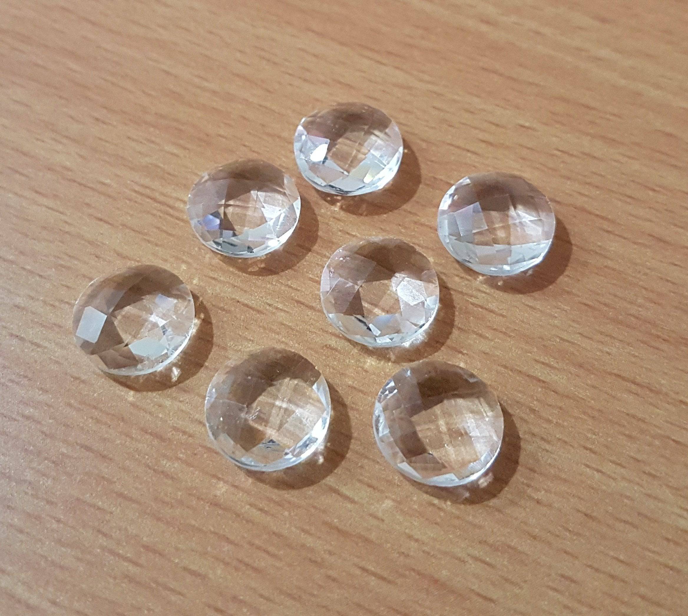Natural Crystal Quartz 12mm Round Faceted 10Pcs Lot - The LabradoriteKing