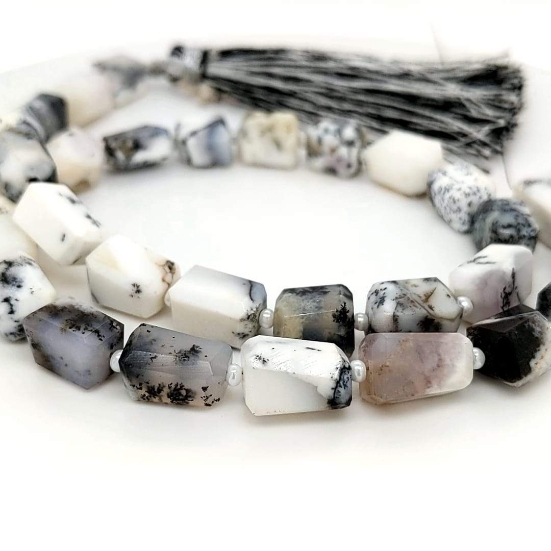 Natural Dendritic Opal Beads Rectangular faceted | 14" Inches | Good Quality - The LabradoriteKing