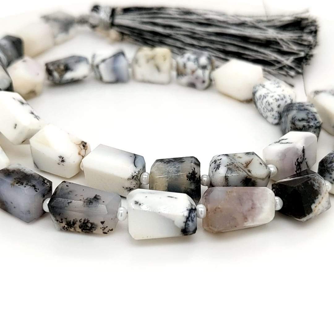 Natural Dendritic Opal Beads Rectangular faceted | 14" Inches | Good Quality - The LabradoriteKing