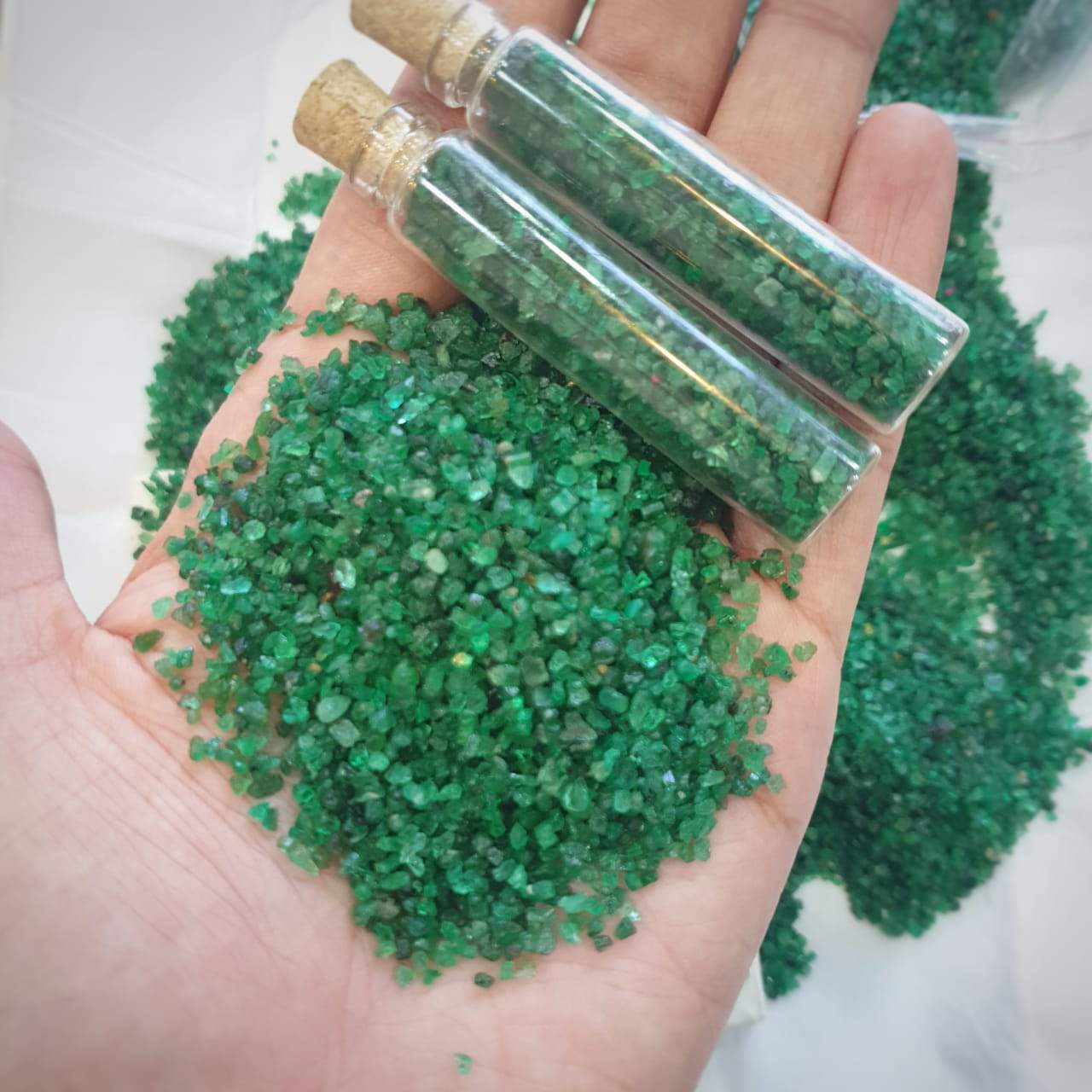 Natural Emerald Raw Chips from Fine Grade emeralds | Bottle - The LabradoriteKing