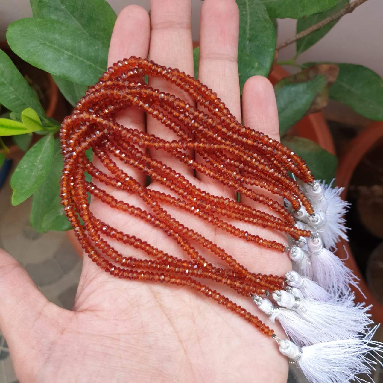 Natural Hessonite Garnets Beads 4mm | Faceted | 9" Inches - The LabradoriteKing