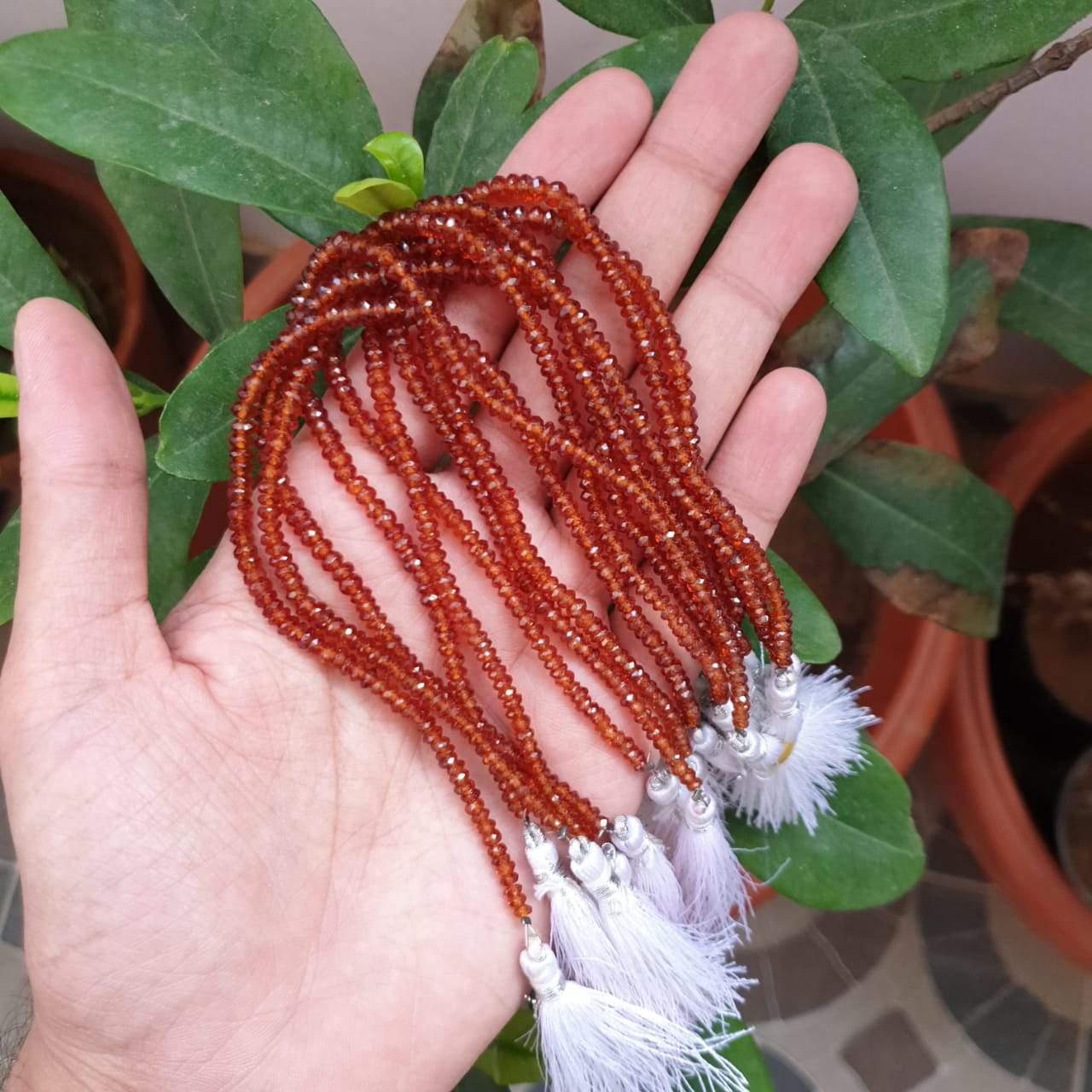 Natural Hessonite Garnets Beads 4mm | Faceted | 9" Inches - The LabradoriteKing