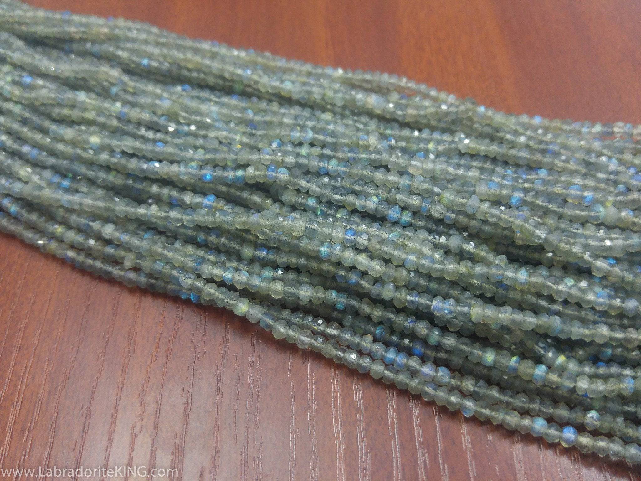 Natural Labradorite 4mm faceted Beads 14" Inches beads, Rondelles Beads - The LabradoriteKing