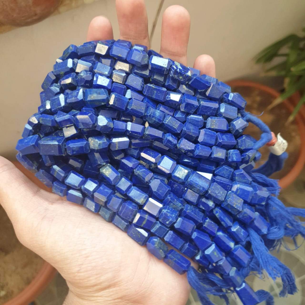 Natural Lapis Lazuli Beads From Afghanistan | Rectangular faceted | 12" Inches | Superior Quality - The LabradoriteKing