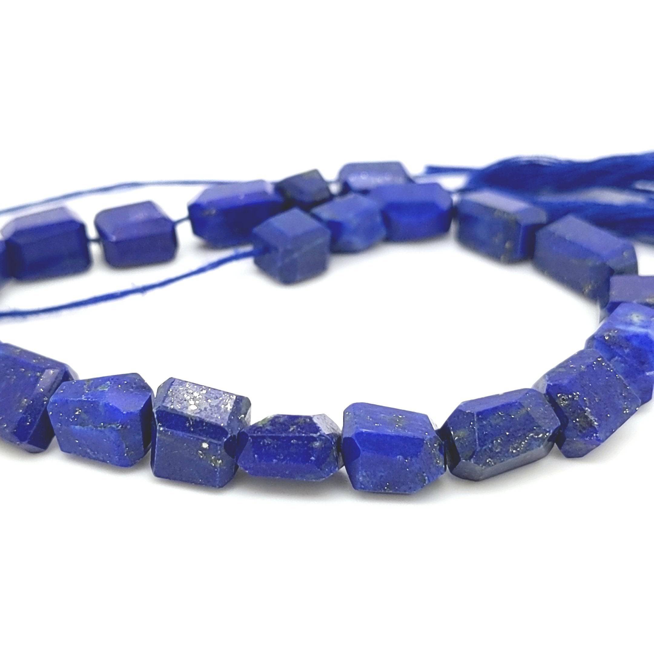 Natural Lapis Lazuli Beads From Afghanistan | Rectangular faceted | 12" Inches | Superior Quality - The LabradoriteKing