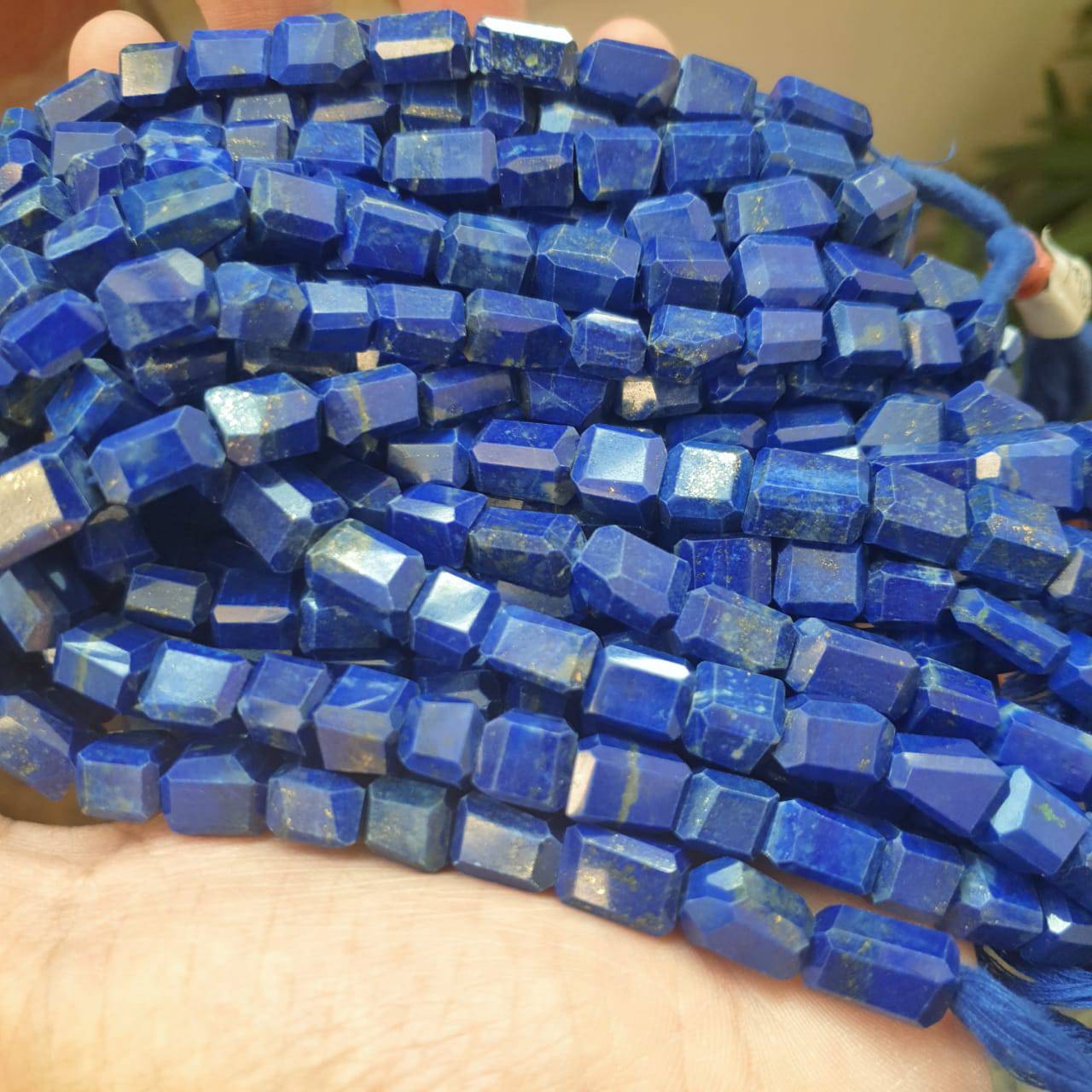 Natural Lapis Lazuli Beads From Afghanistan | Rectangular faceted | 12" Inches | Superior Quality - The LabradoriteKing