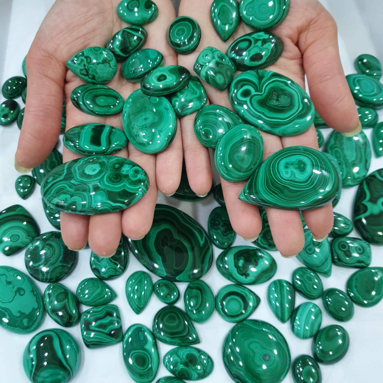 Natural Malachite Cabochons 22-40mm Sizes | Top Quality - The LabradoriteKing