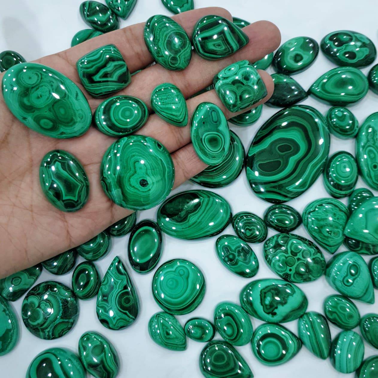 Natural Malachite Cabochons 22-40mm Sizes | Top Quality - The LabradoriteKing