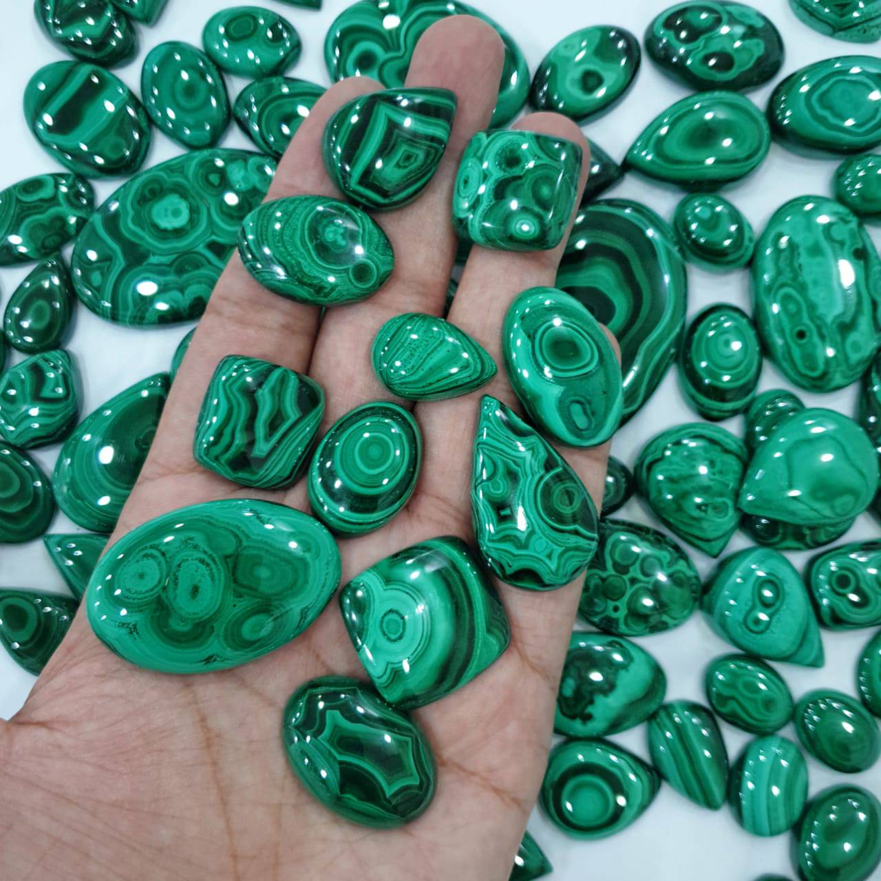 Natural Malachite Cabochons 22-40mm Sizes | Top Quality - The LabradoriteKing