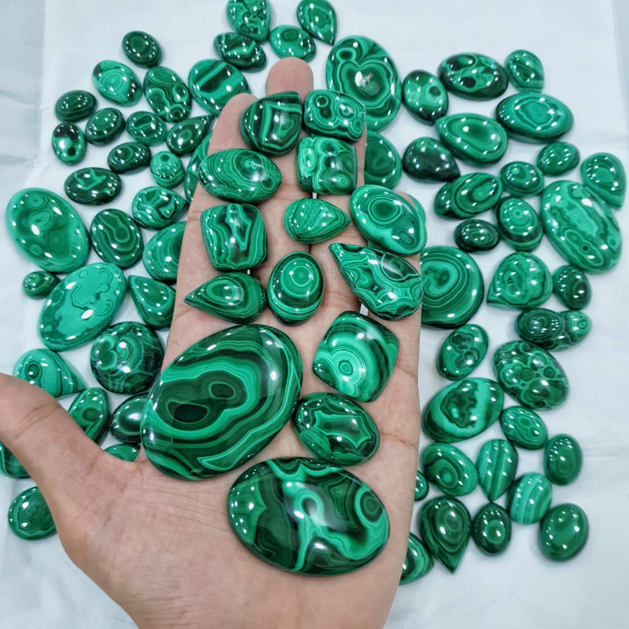 Natural Malachite Cabochons 22-40mm Sizes | Top Quality - The LabradoriteKing