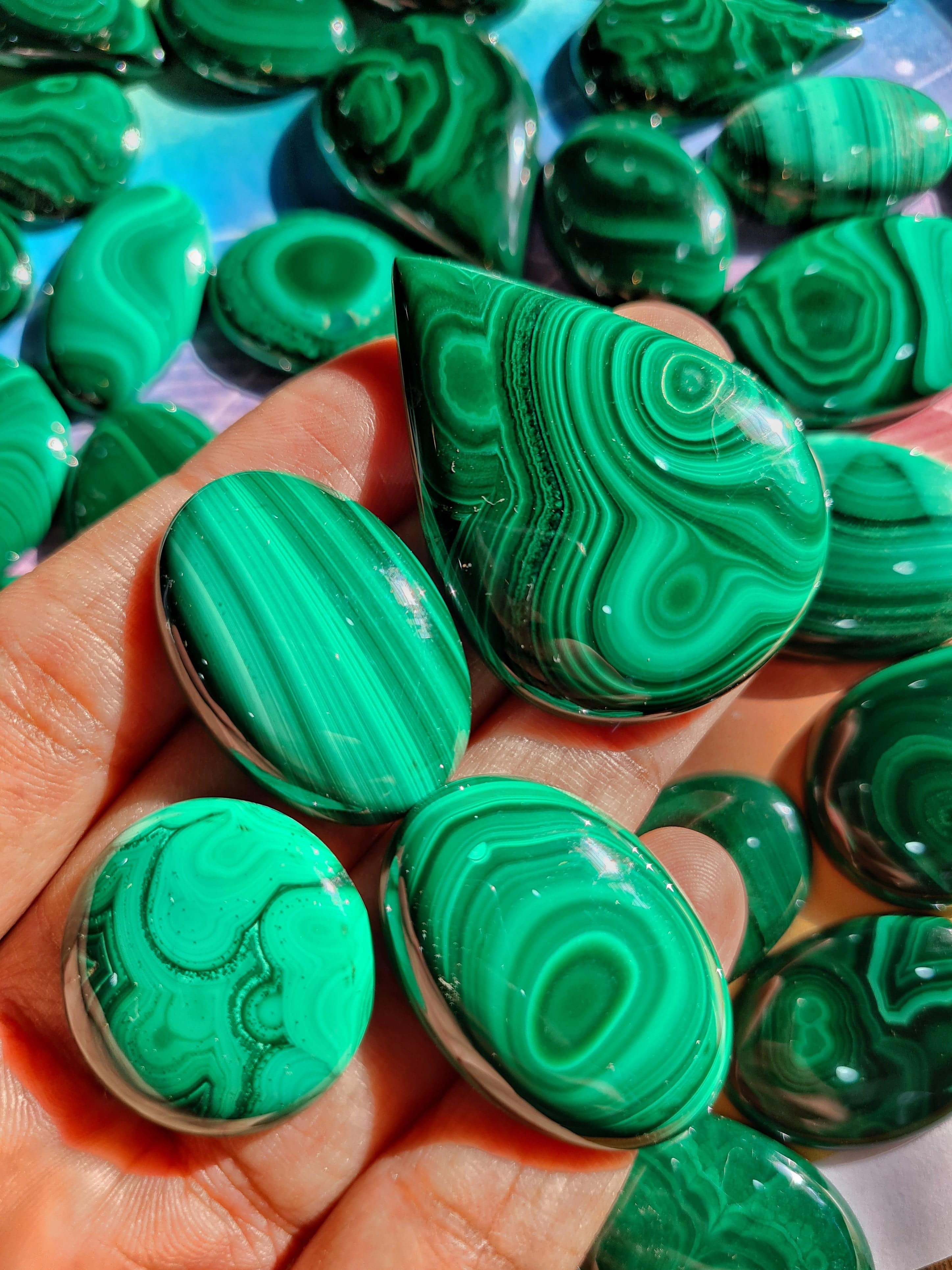 Natural Malachite Cabochons 22-40mm Sizes | Top Quality - The LabradoriteKing