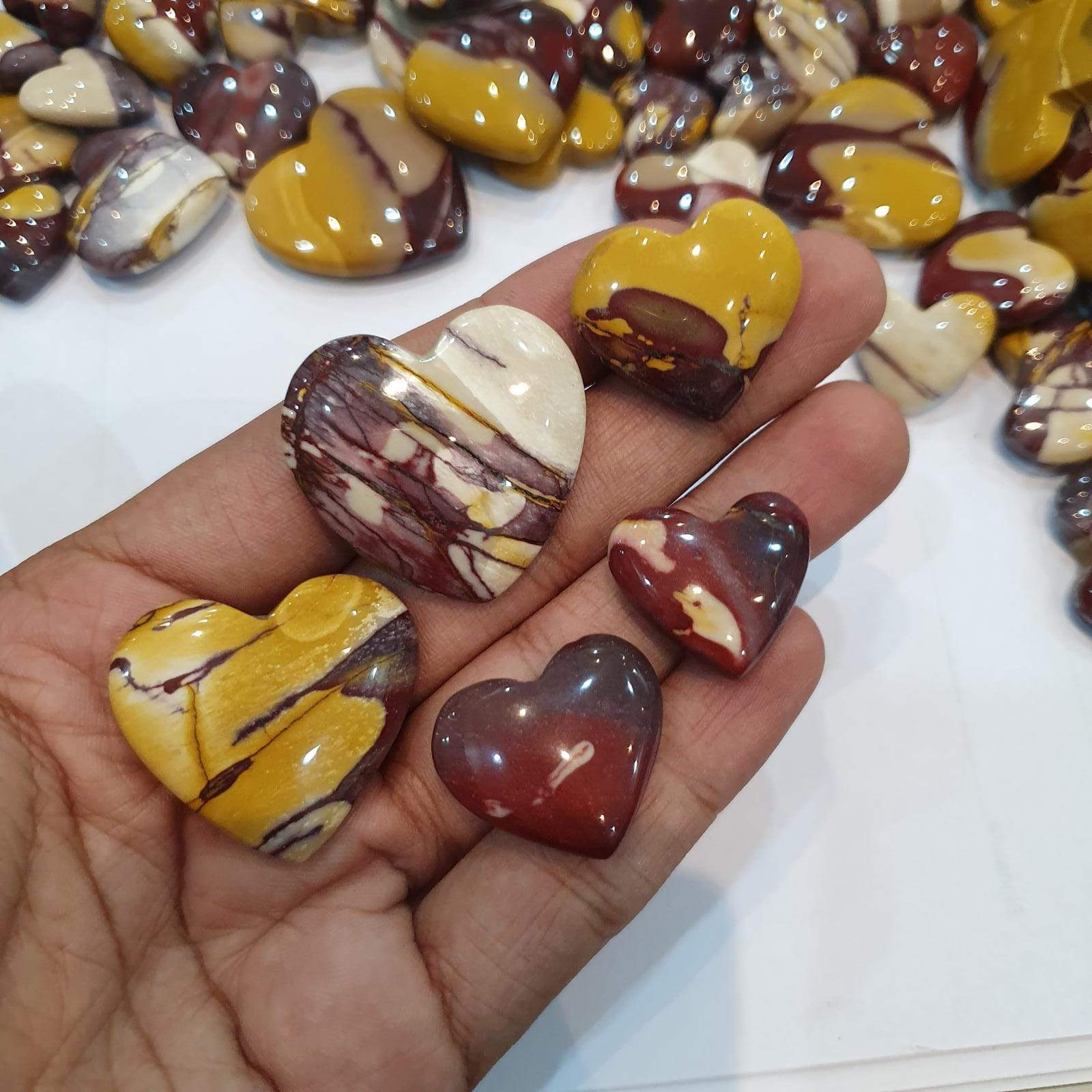 Natural Mookaite Jasper Hearts Lot Both side Polished - The LabradoriteKing