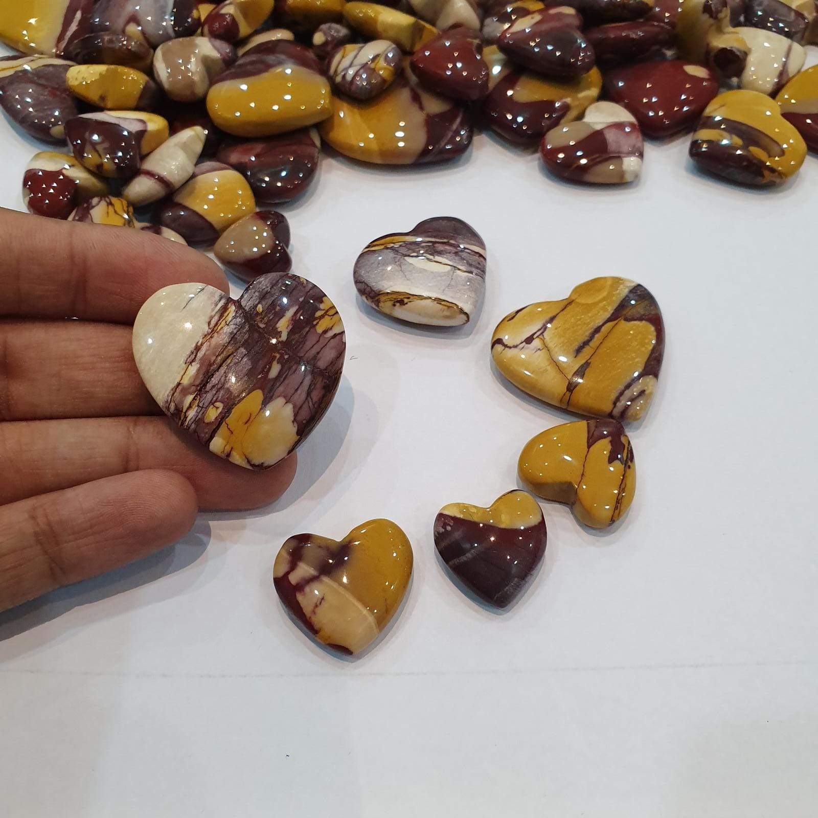 Natural Mookaite Jasper Hearts Lot Both side Polished - The LabradoriteKing